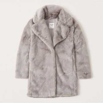 Mid-Length Faux Fur Coat | Abercrombie & Fitch (US)