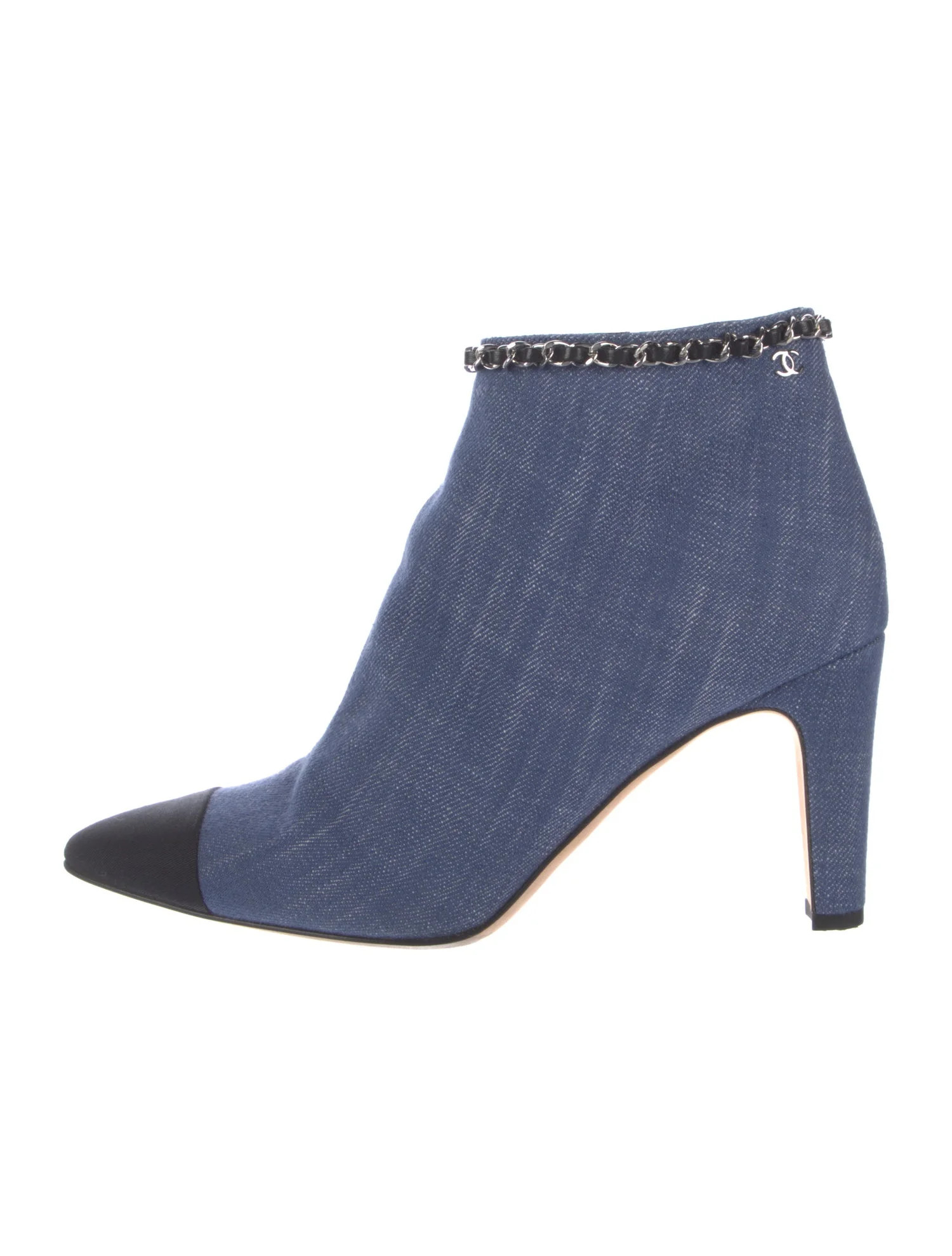 Interlocking CC Logo Denim Boots | The RealReal