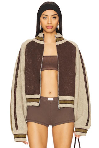 Knitted Bomber in Brown | Revolve Clothing (Global)