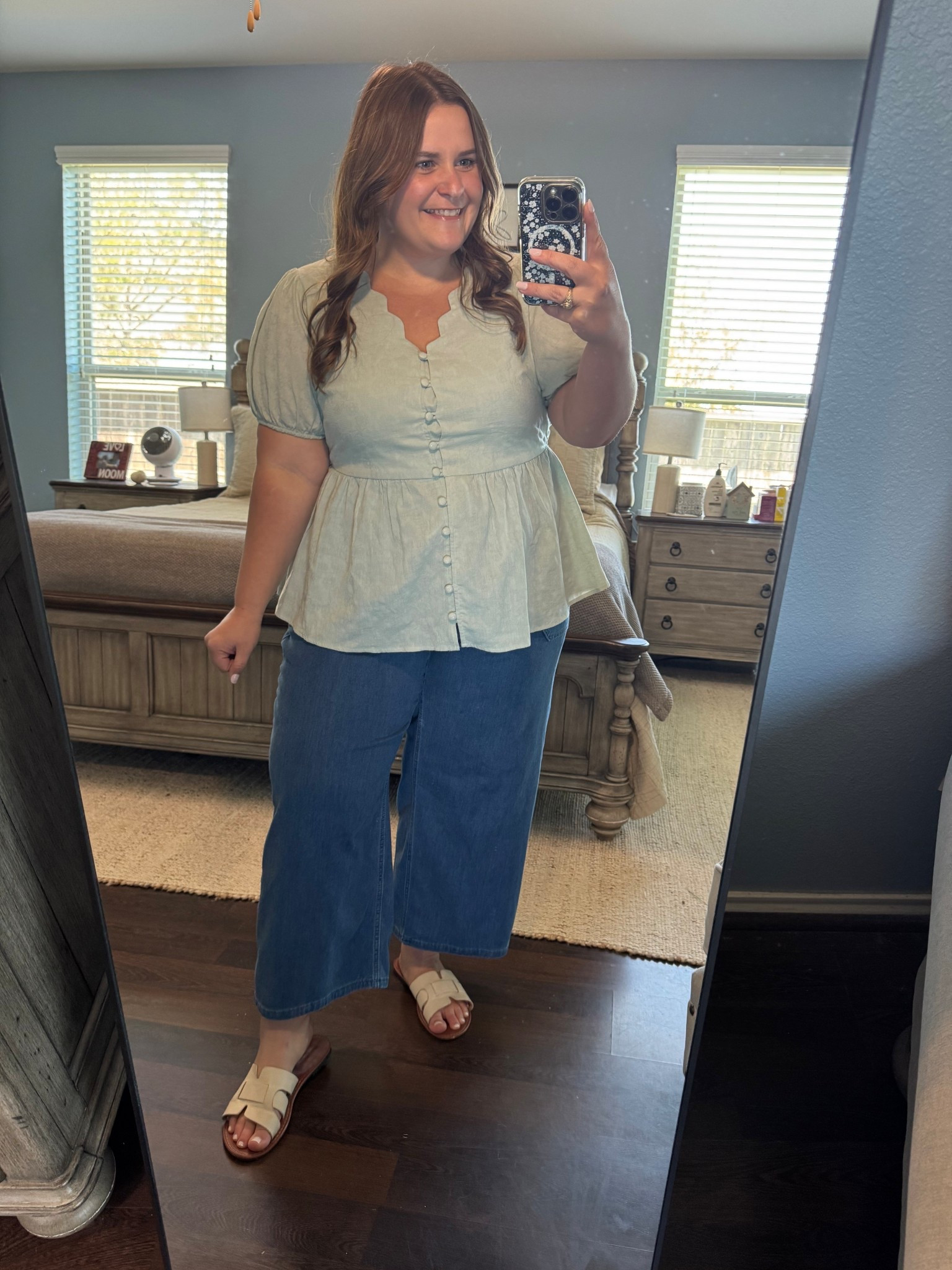 Bloom chic outfit🤩 Perfect for spring or summer. Wearing a 1X in this flowy mint top and a size 16 in these linen pants (they fit tts). Paired with sandals. So cute and comfy! 

#LTKootd #LTKPlusSize #LTKMidsize