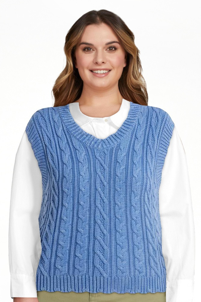 Free Assembly Chaleco de Algod\u00f3n de Punto Trenzado con Borde Festoneado para Mujer, Tallas X... | Walmart (US)