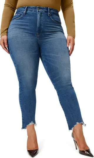 Good American Good Legs High Waist Chew Hem Ankle Cigarette Jeans | Nordstrom | Nordstrom