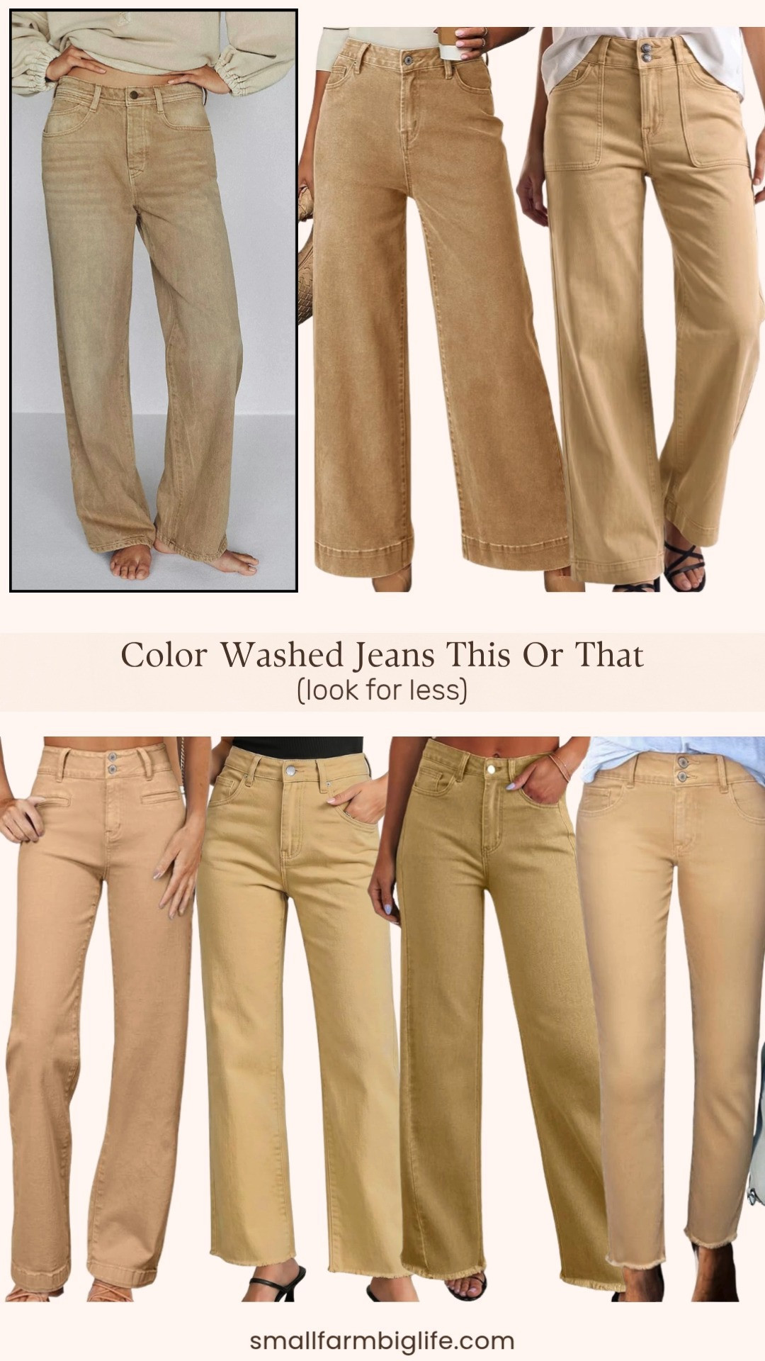 These Pilcro Celeste mid rise relaxed jeans from Anthropologie in brown are so good but the $148 price tag had me hunting for a look for less, and Amazon delivered several close matches in the same warm khaki and tan tones.

Closest in color is this jurassic gold high waisted wide leg jean with a stretchy loose fit for $34, plus a khaki high waisted straight leg jean with front pockets and tummy control for $39.

More khaki options include a soft stretchy relaxed wide leg jean for $46, a frayed raw hem straight leg jean for $42, a raw hem ankle length straight leg jean for $34, and a wide leg boyfriend fit jean with a raw hem for $40.

Splurge or save, which one would you pick?

#colorwashedjeans #widelegjeans #khakijeans #amazonfashionfinds #lookforless 

 #LTKootd #LTKOver40 #LTKWorkwear