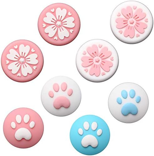 Fpxnb 4 Pairs Switch Thumb Grip Set, Analog Stick Silicone Cap Joystick Covers, Cat Claw & Sakura... | Amazon (US)