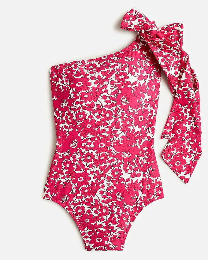 Bow one-shoulder one-piece swimsuit in blushing meadow | J.Crew US