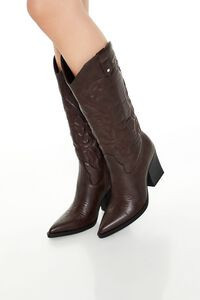 Embroidered Faux Leather Cowboy Boots | Forever 21