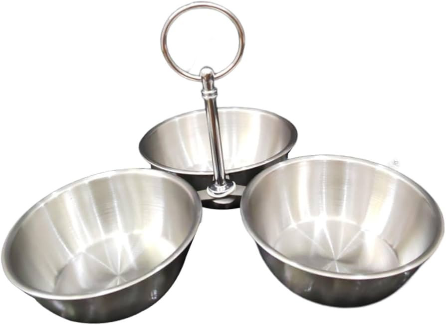 Snack Serving Bowl, 3 Compartment Stainless Steel Snack Stand with Bowls, Divided Serving Tray fo... | Amazon (US)