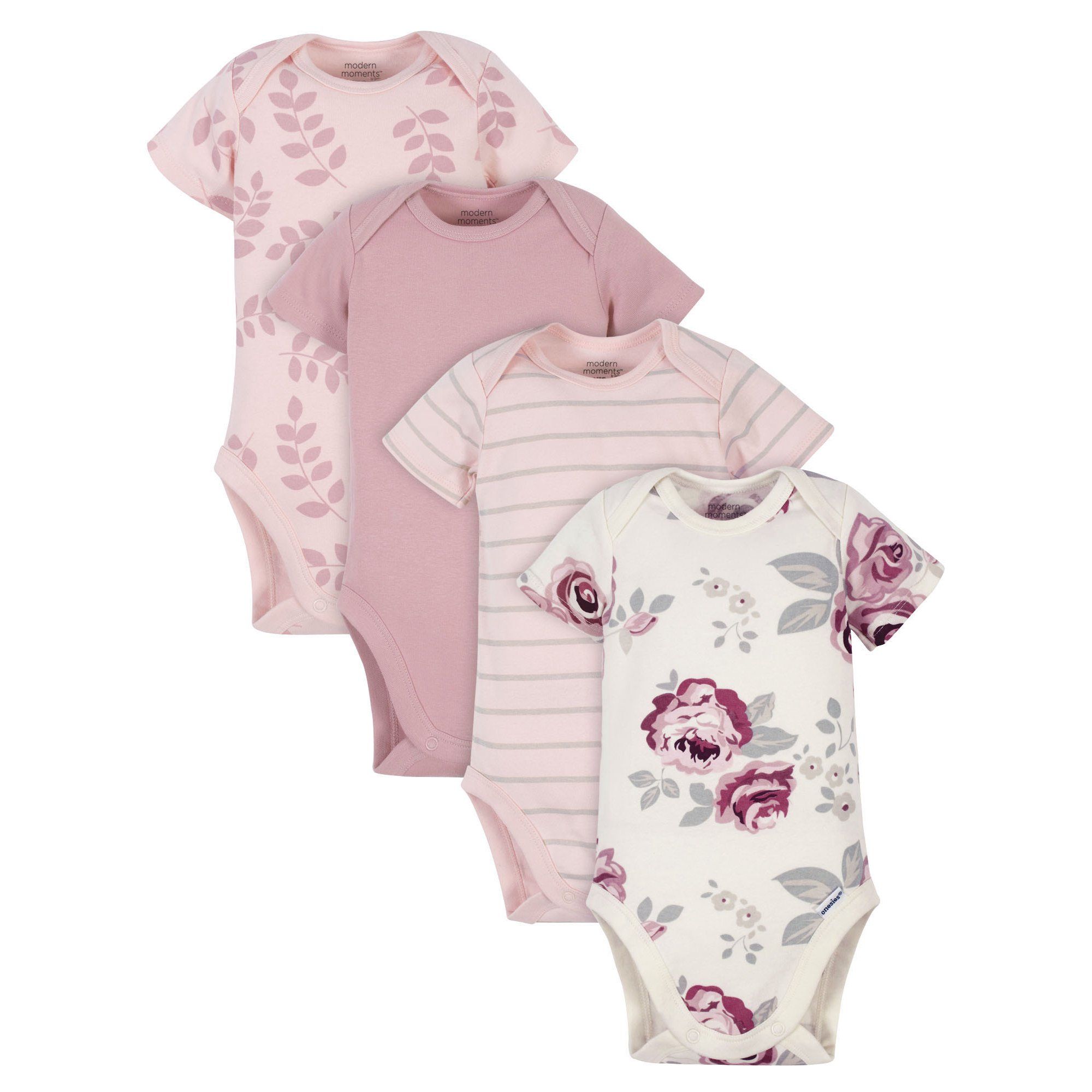 Modern Moments by Gerber Baby Girl Onesies Bodysuits Set, 4-Pack | Walmart (US)