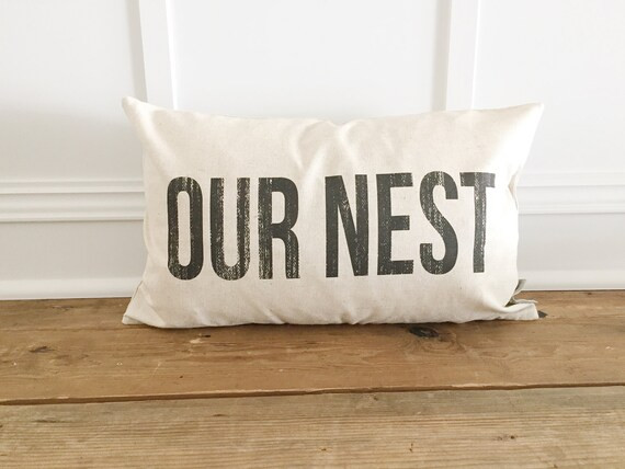 Distressed Our Nest Pillow Cover | Etsy (CAD)