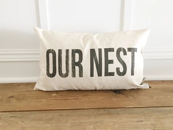 Distressed Our Nest Pillow Cover | Etsy (CAD)