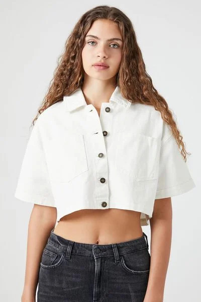 Boxy Cropped Denim Jacket | Forever 21
