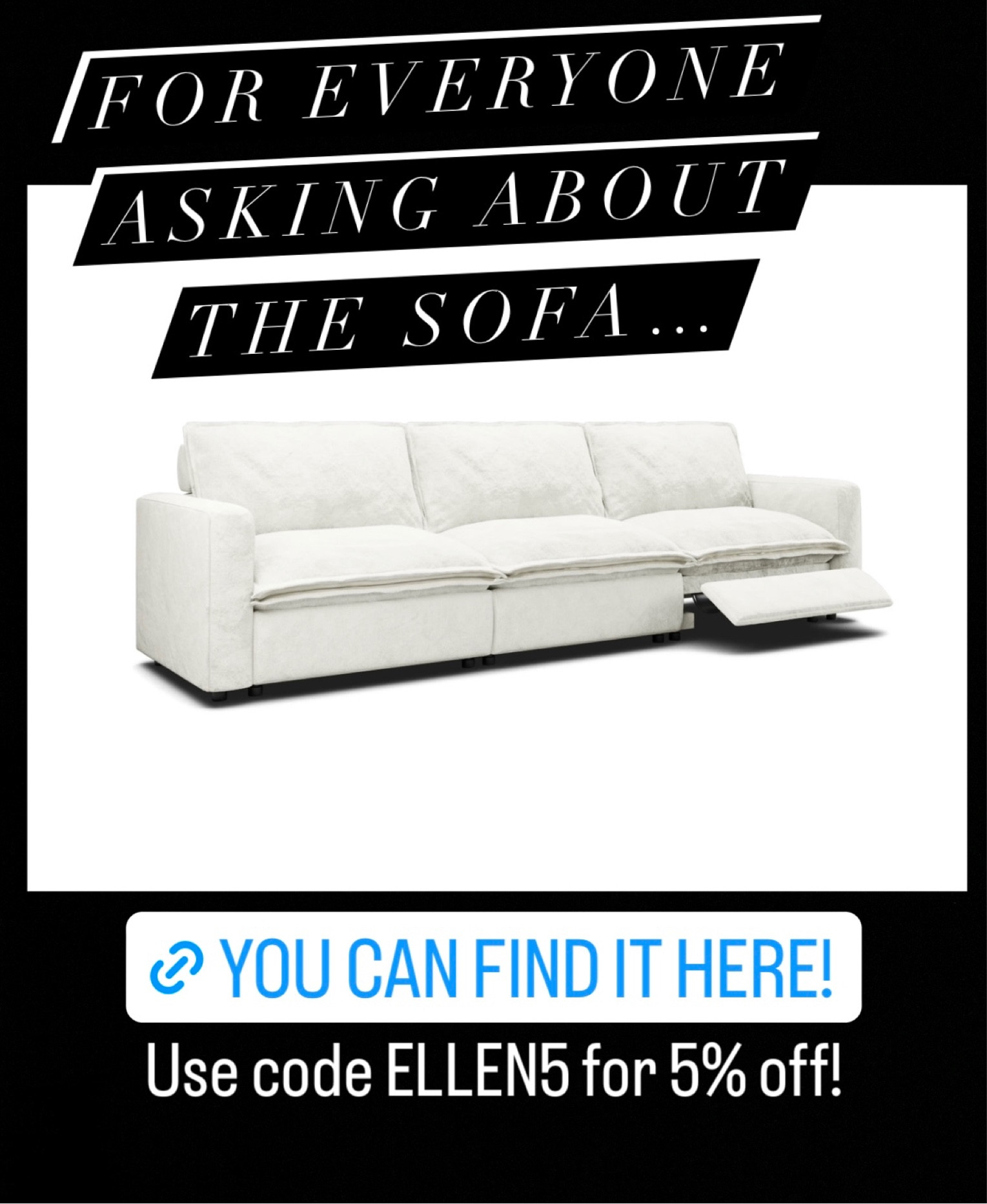 Use code ELLEN5 at checkout for an extra 5% off! The sofa is completely modular so you can add as many recliners in any configuration you want! Fabric is eco friendly and stain resistant. Being compared to the RH cloud sofa new invention fully reclines
Sectional sofa white sofa couch cream sofa ivory sofa family sofa recliner sofa reclining sofa viral reel

#LTKhome