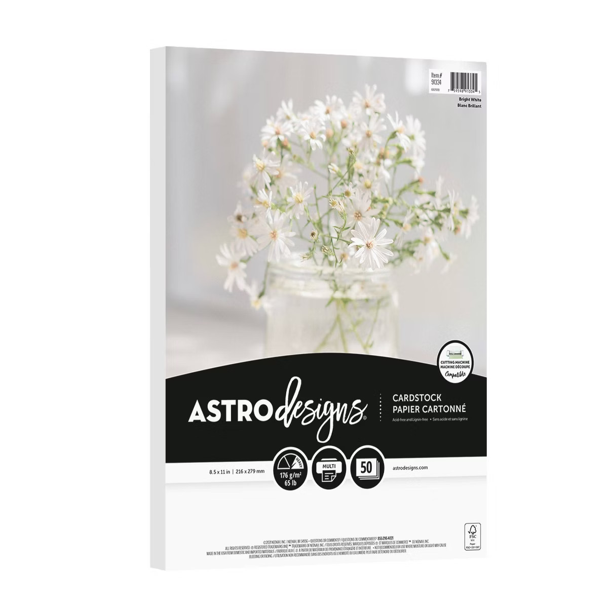 8.5"x11" 50-Sheet Bright White Cardstock 65 lb- Astrodesigns | Target