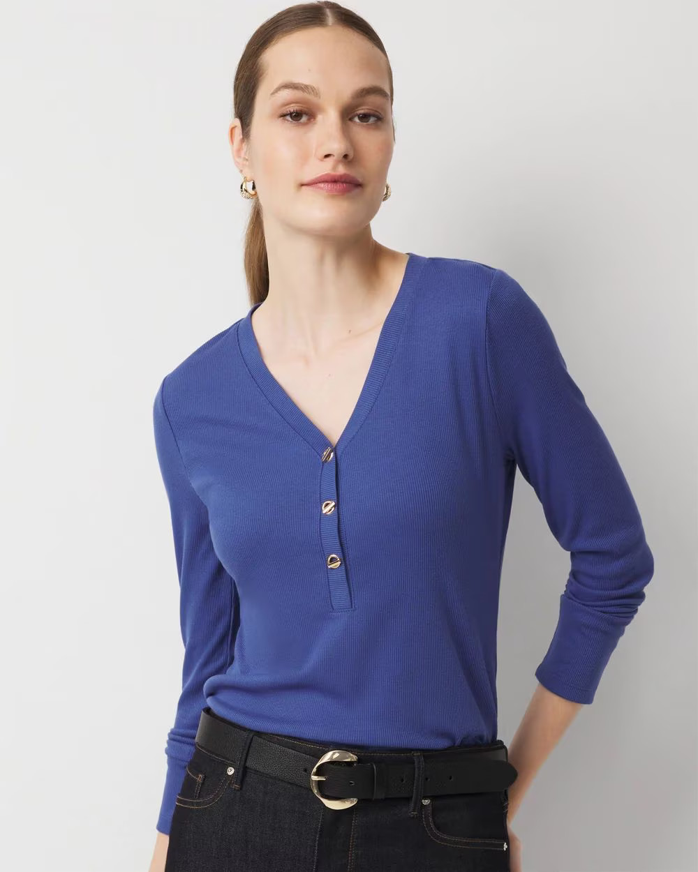 Turnlock Long Sleeve Henley Tee | White House Black Market | White House Black Market