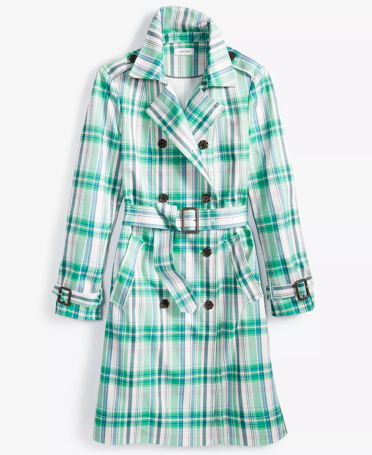 On 34th Women's Plaid Double-Breasted Trench Coat, Created for Macy's - Macy's | Macy's