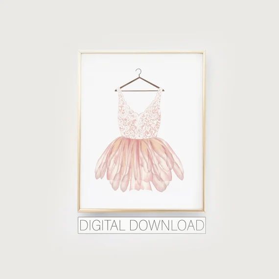 Pink Ballerina Dress Printable, Ballerina Dancer Wall Print, Pink Ballet Dress Digital Download, ... | Etsy (US)