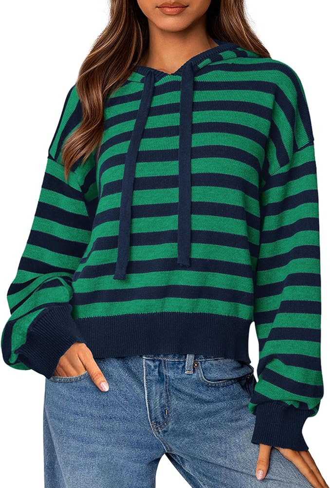 PRETTYGARDEN Womens Striped Sweaters 2025 Fall Pullover Hoodies Y2K Casual Long Sleeve Tops Winte... | Amazon (US)