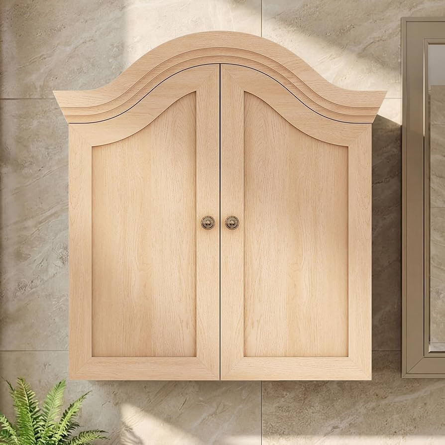 Bathroom Wall Cabinet with Scalloped Arched Top & Adjustable Shelf, Over The Toilet Storage Cabin... | Amazon (US)