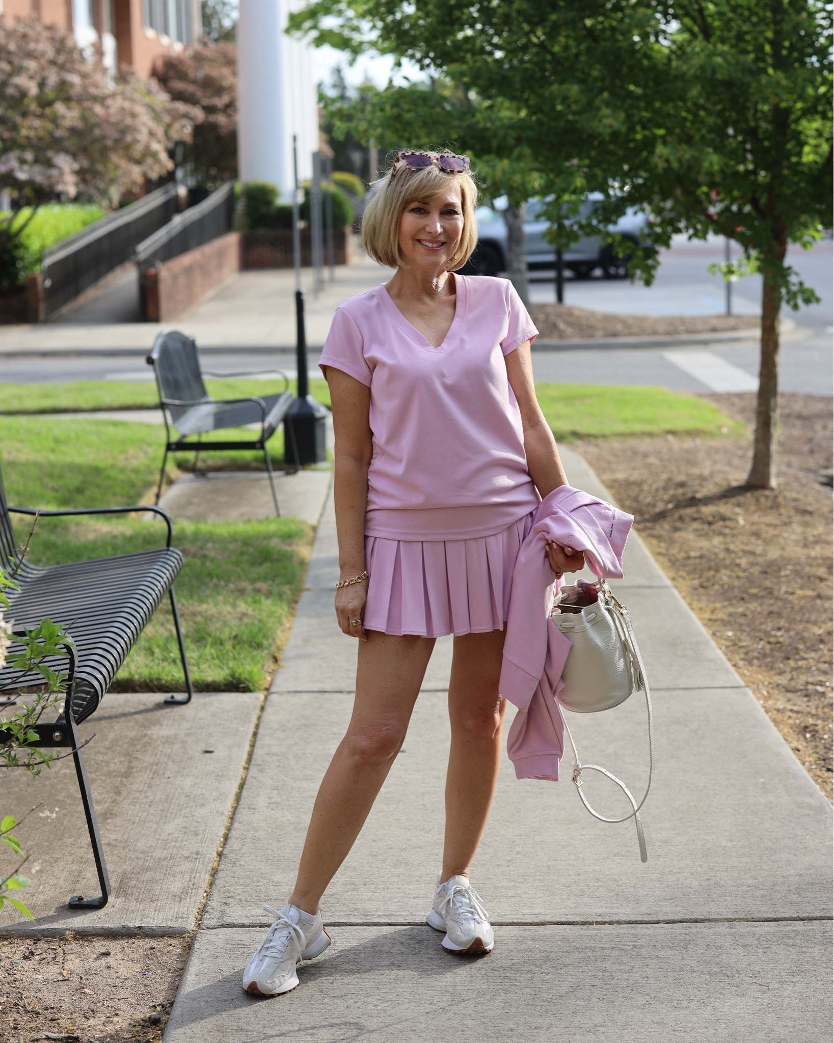 Sportswear for every day! Comfortable skort, ruched side tee and matching sweatshirt. On and off the pickleball court. 


#LTKActive #LTKSeasonal #LTKSaleAlert