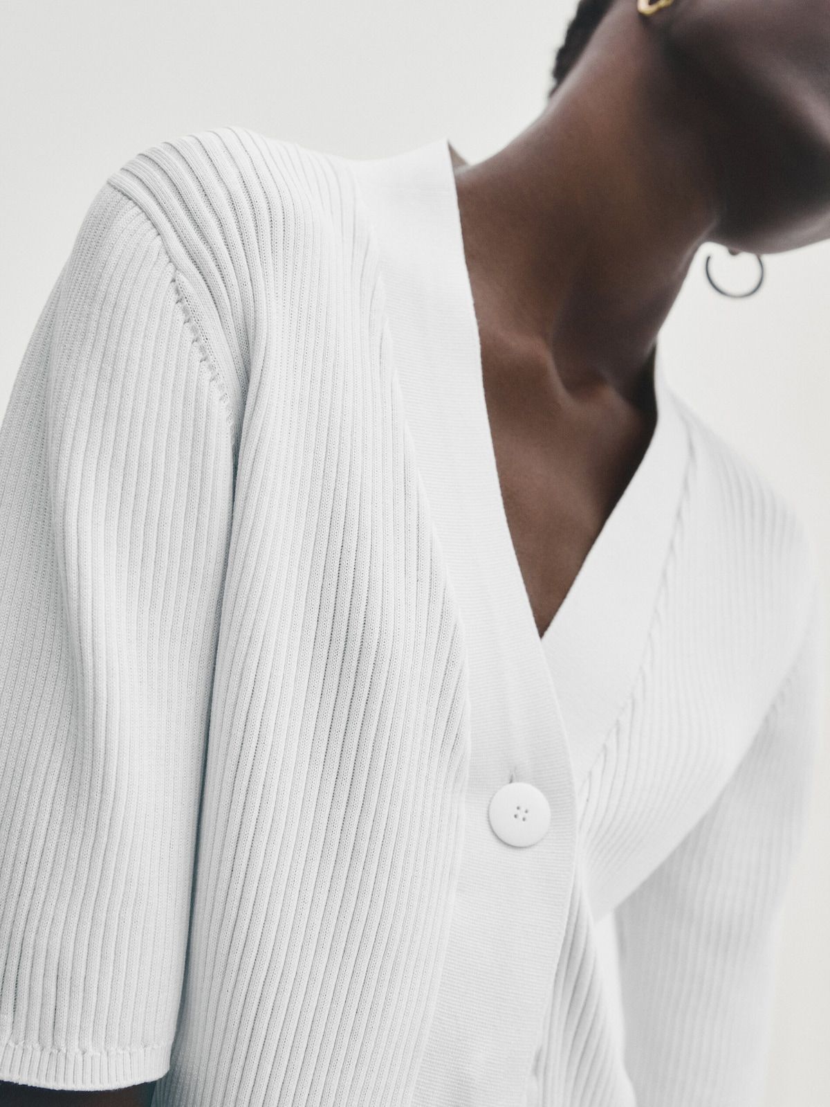 Ribbed cotton and silk blend cardigan | Massimo Dutti (US)