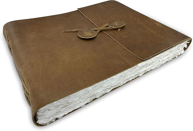 Wanderings Leather Watercolor Scrapbook Journal - 10x12.5 - Large Genuine Leather Album with Hand... | Amazon (US)