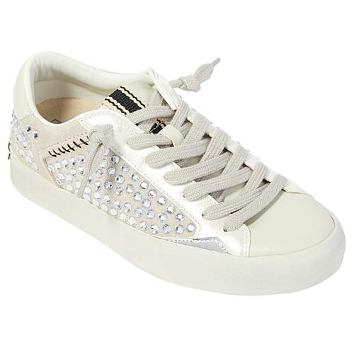 SHUSHOP RUBY Crystal Stud Plaform Sneaker - Gray/Grey - Size 9 1/2 | HSN