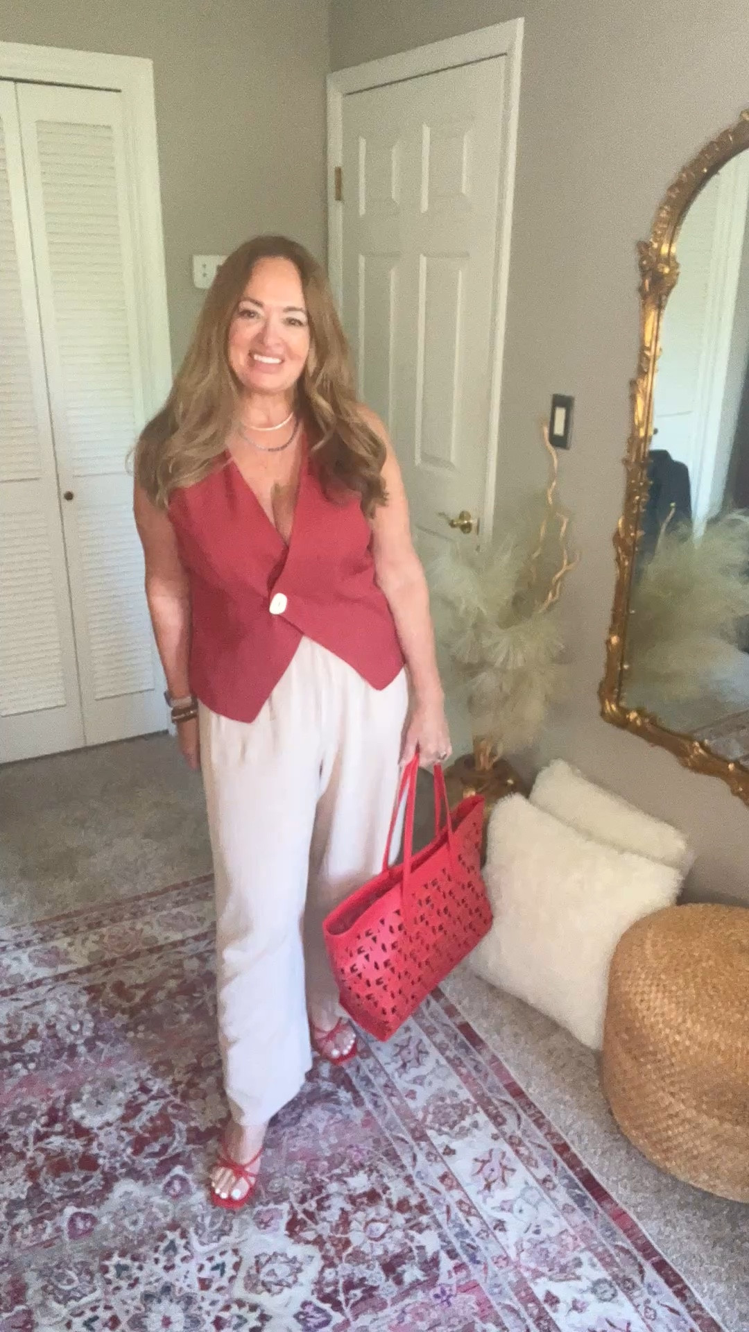 Rich deep red summer vest with a one button closure. Love the inverted v waist
That is very flattering. Available in other colors.

#LTKWorkwear #LTKMidsize #LTKMothersDay