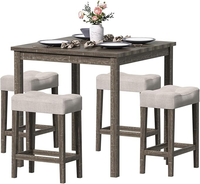 5-Piece Dining Table Set for 4, Square Table and Chairs Set, 36" Table with 4 Ergonomic Chairs, D... | Amazon (US)