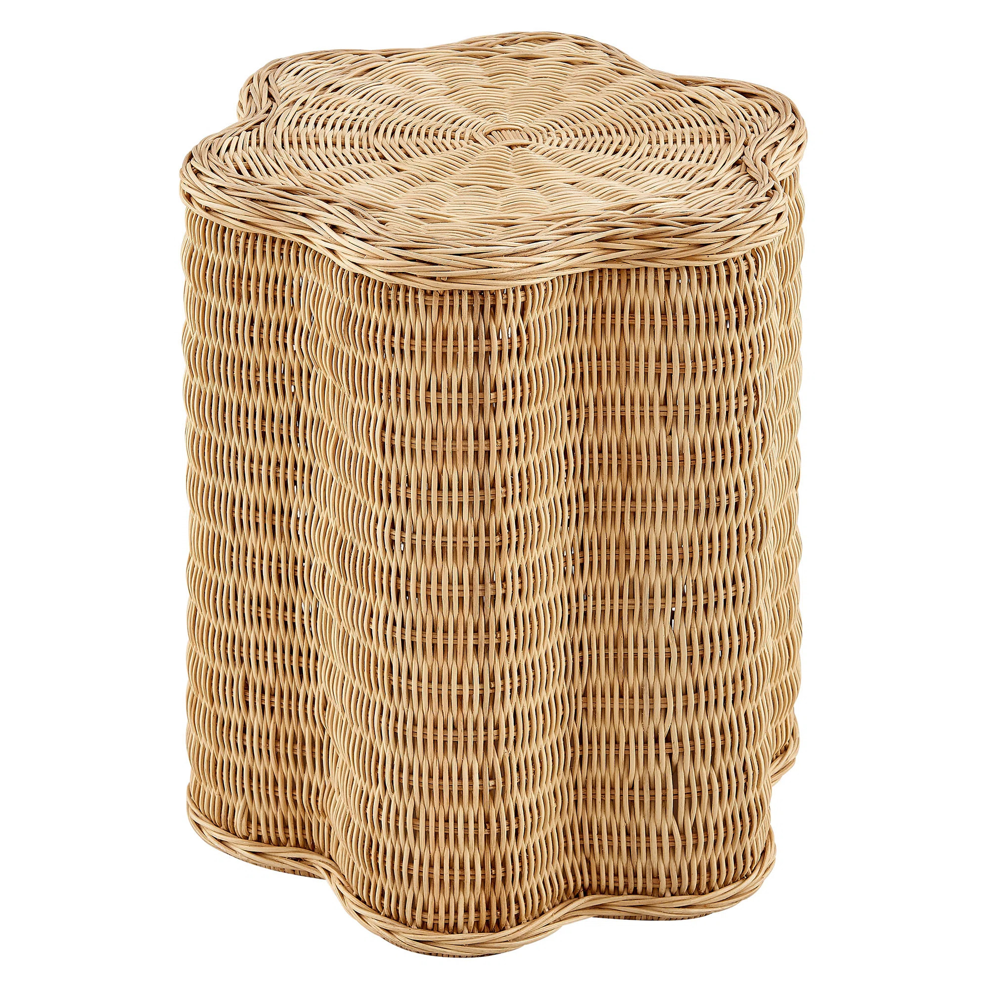Erika Scalloped Natural Rattan Side Table | Wayfair North America