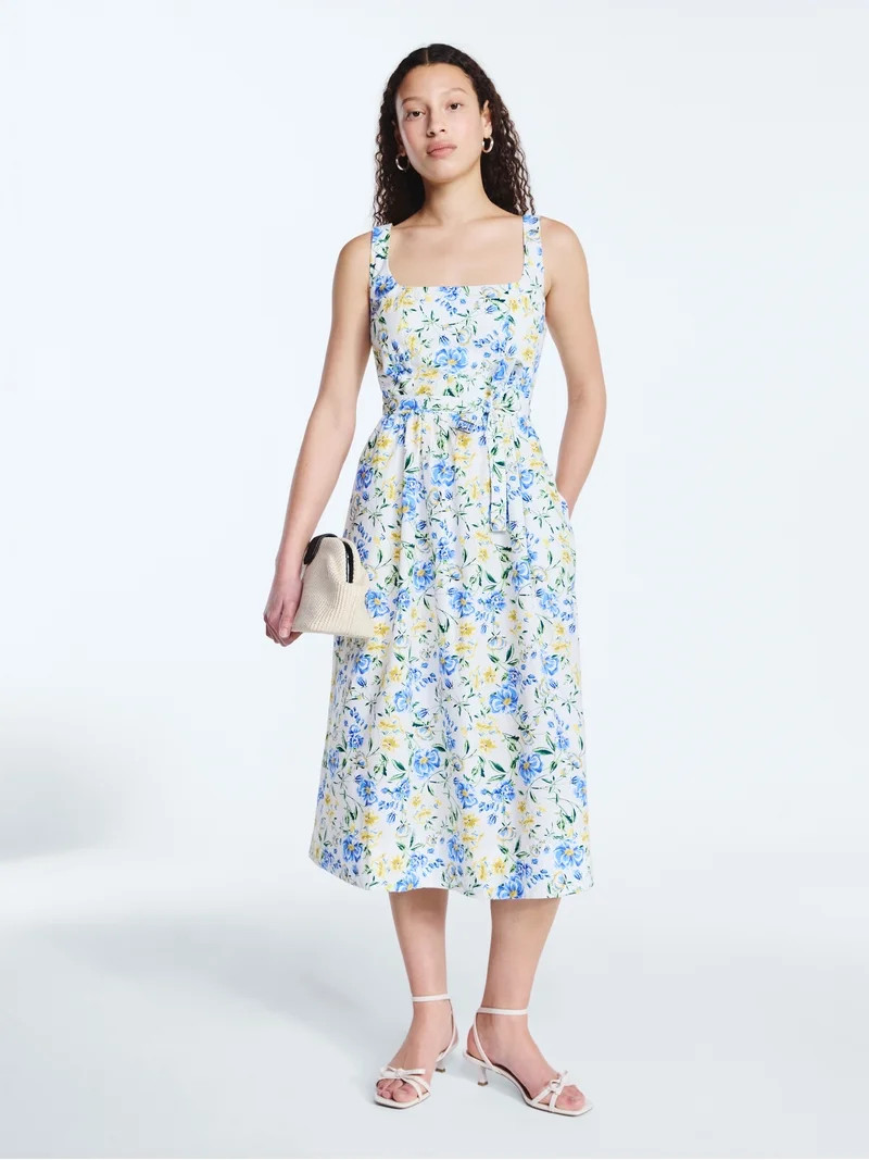Free Assembly Women’s and Women's Plus Sleeveless Belted Cotton Midi Dress, Sizes XS-4X | Walmart (US)