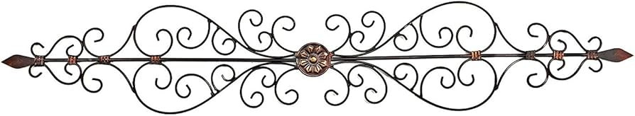 Bellaa 21994 Metal Wall Decor Scroll Plaque 43 Inch Long Brown | Amazon (US)