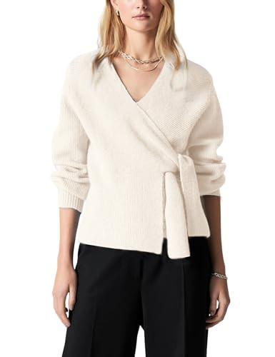 Women's Knitted Wrap Cardigan V-Neck Long Puff Sleeves with Self-Tie Belted Waist Sweater Tops | Amazon (US)