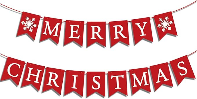 Merry Christmas Banner Sign for Fireplace Decor - Wall Decor & Cubicle Hanging - Indoor Farmhouse... | Amazon (US)