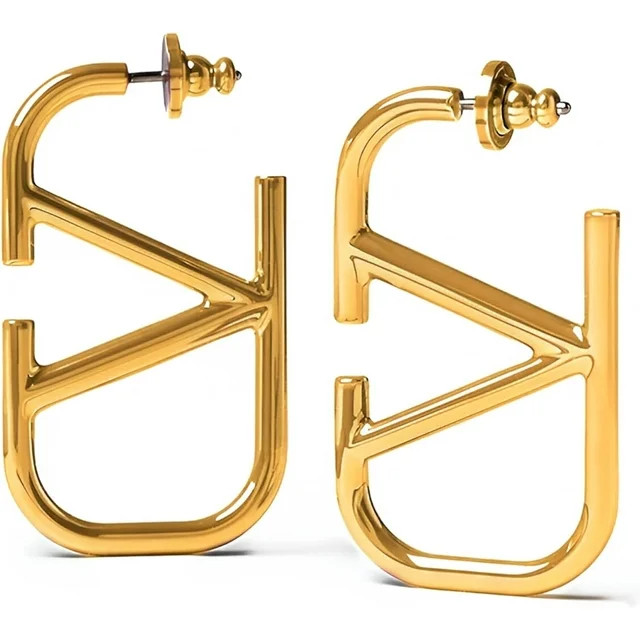 Luxurious 18K Gold V-Shaped Geometric Earrings - Gentle on Skin Jewelry for Ladies and Young Girl... | Walmart (US)