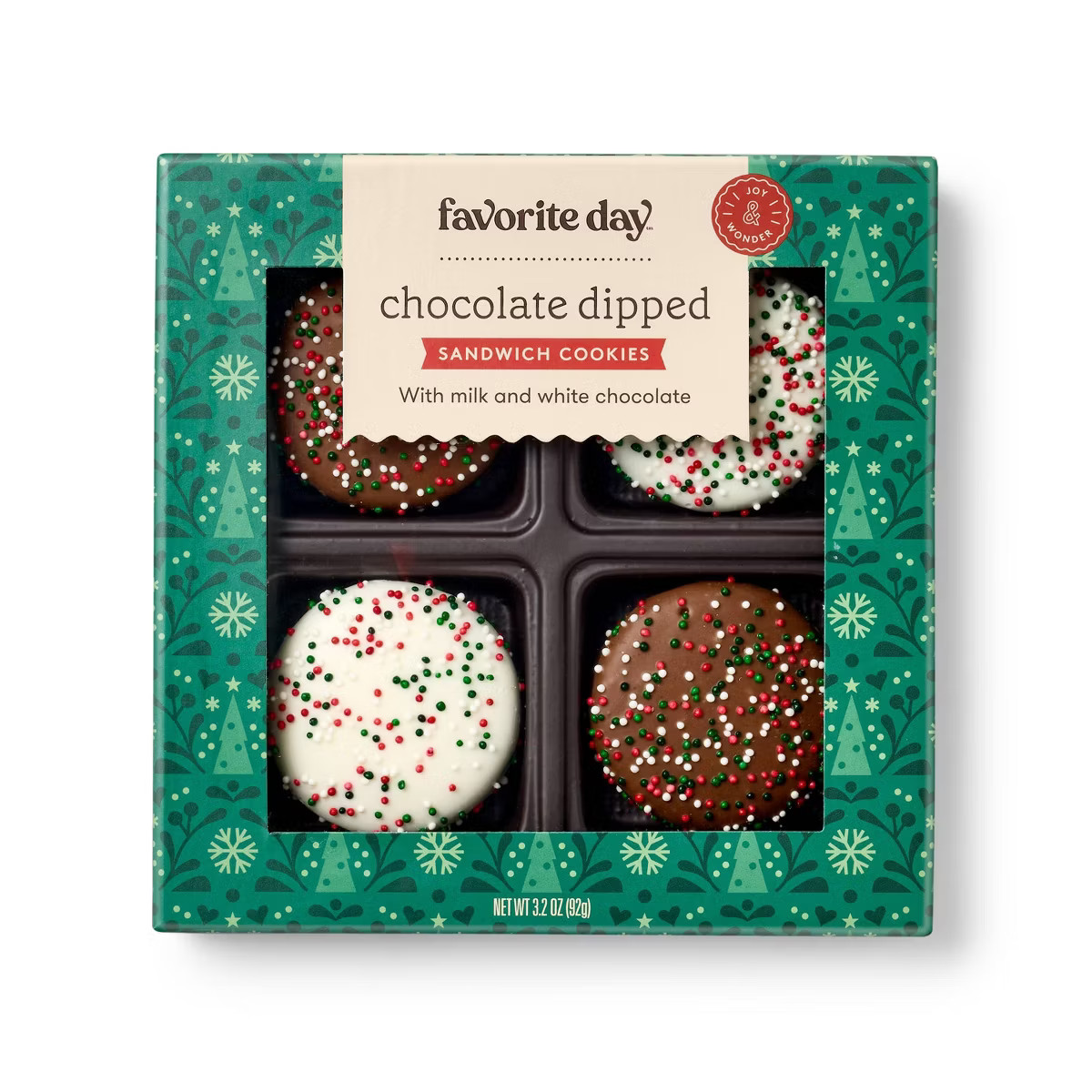 Christmas Chocolate Dipped Cookies - 5.6oz/4ct - Favorite Day™ | Target