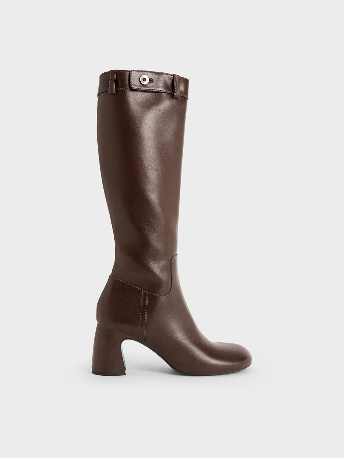 Block-Heel Knee-High Biker Boots
    
         - Dark Brown | Charles & Keith EU