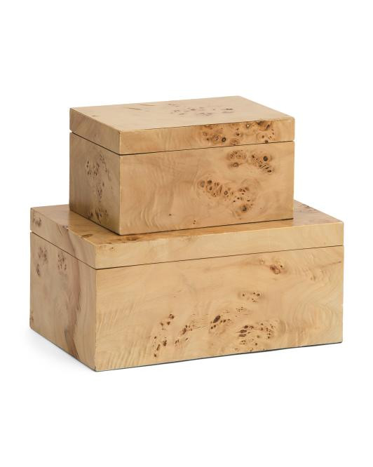2pc 11in And 8in Burl Wood Storage Boxes | TJ Maxx