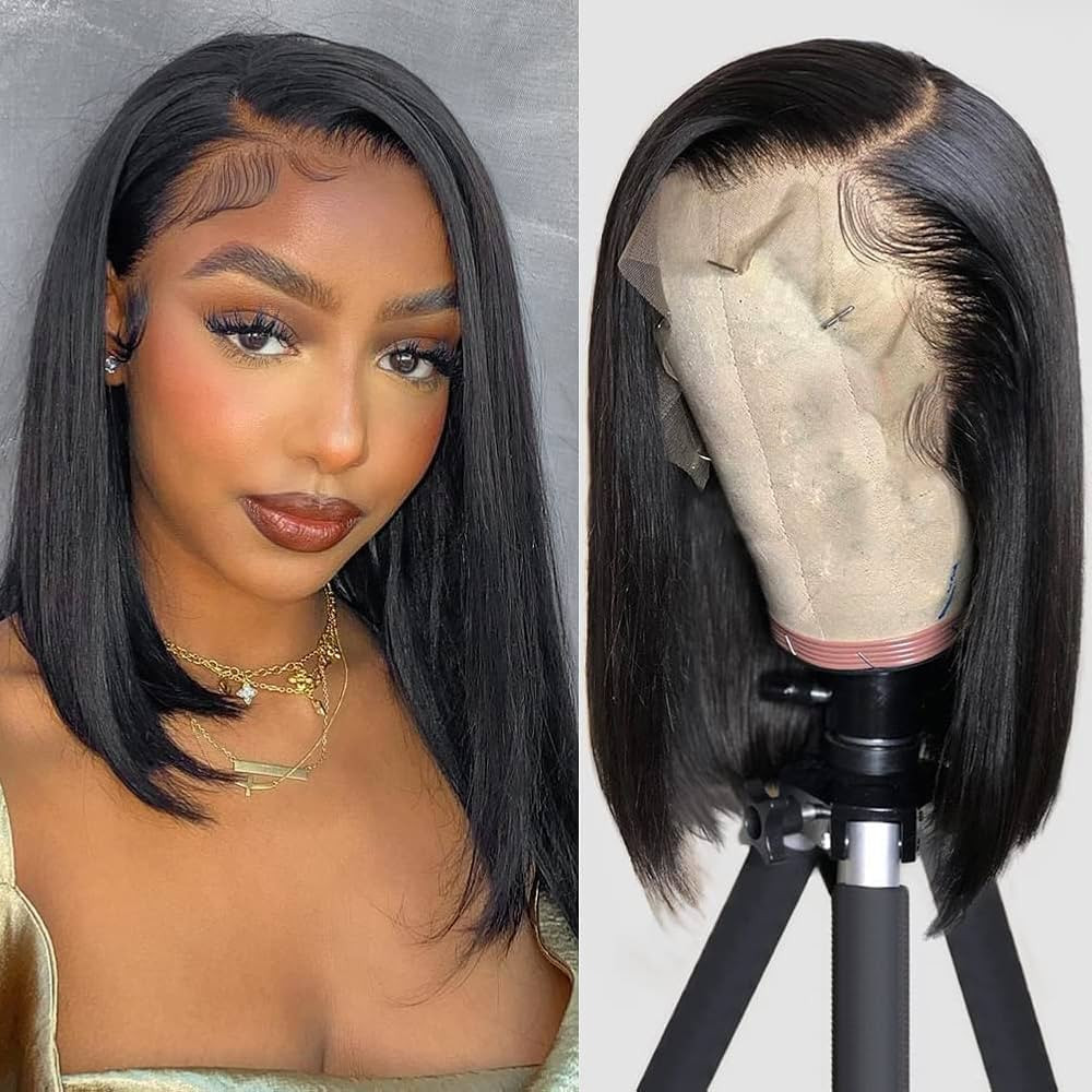 DSEKCAIN 12 in Bob Wig human Hair Lace Front Wigs for Balck Women 150% Density Pre Plucked with B... | Amazon (US)