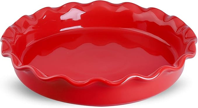 DUS 10 Inches Porcelain Pie Pan Large Round Pie Plate Pie Dish Baking Pan with Ruffled Edge for D... | Amazon (US)