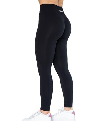 AUROLA Dream Collection Workout Leggings for Women High Waist Seamless Scrunch Athletic Running Gym Fitness Active Pants Dark Black M | Amazon (US)