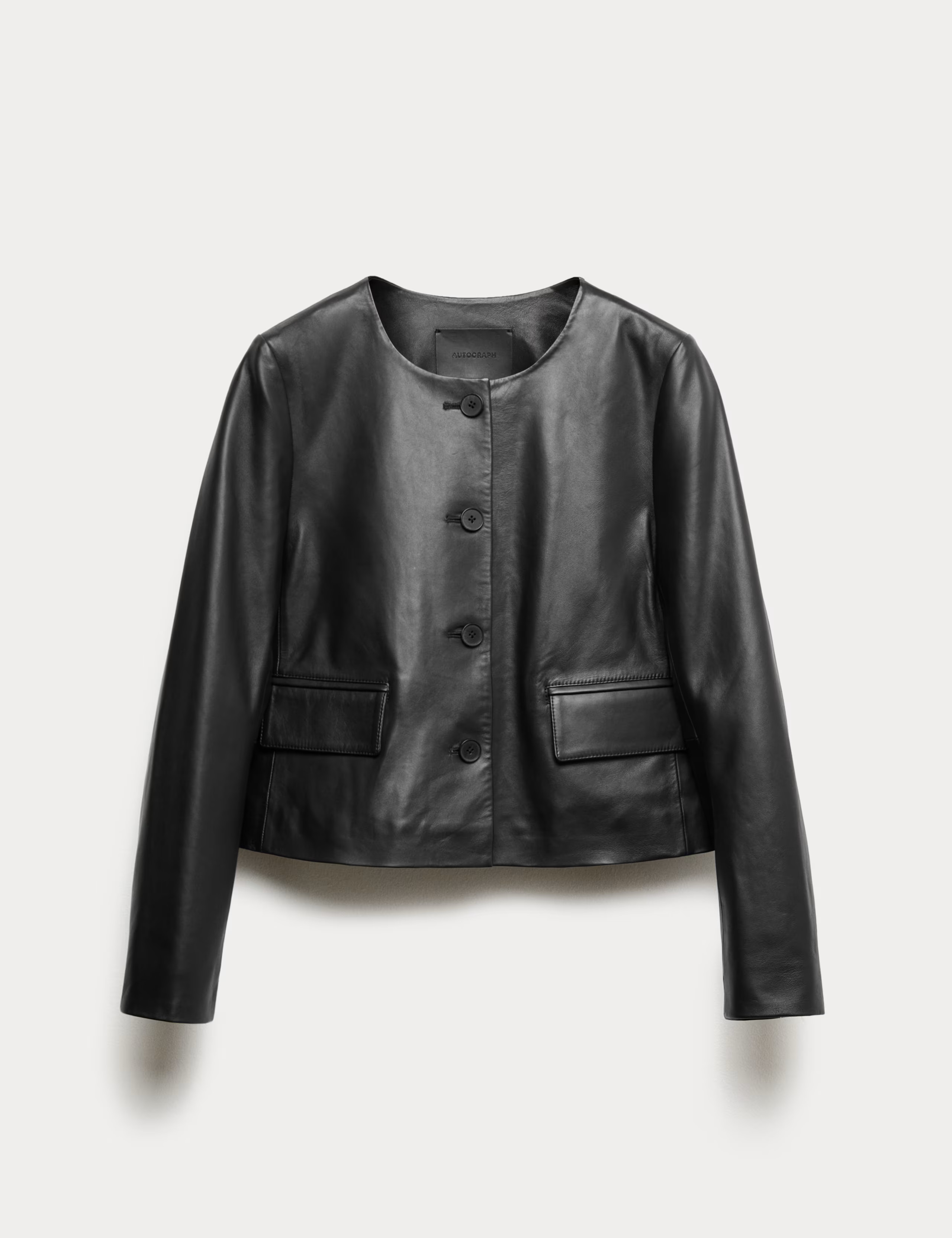 Leather Collarless Jacket | Marks & Spencer (UK)