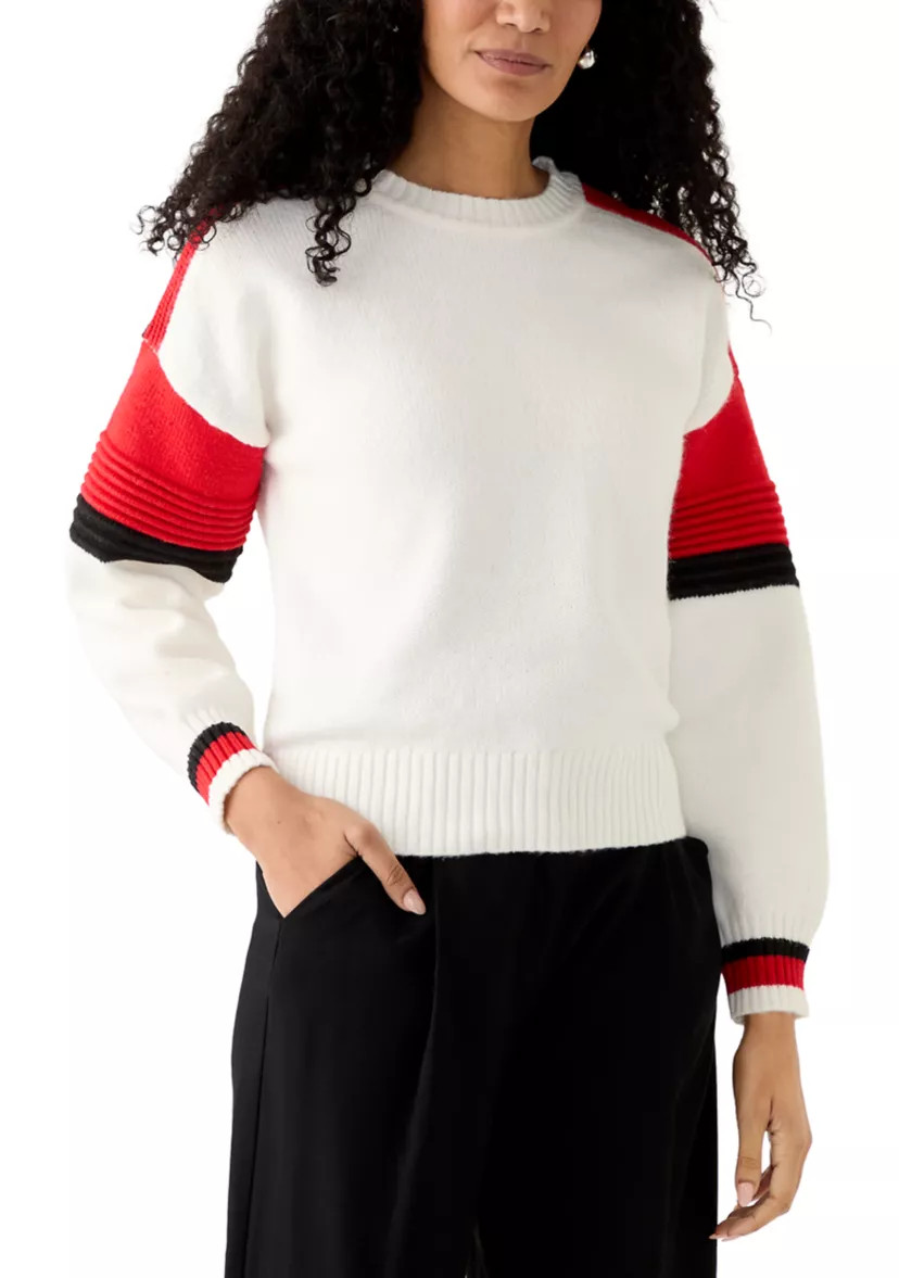Women's Sporty Striped Crewneck Sweater | Belk