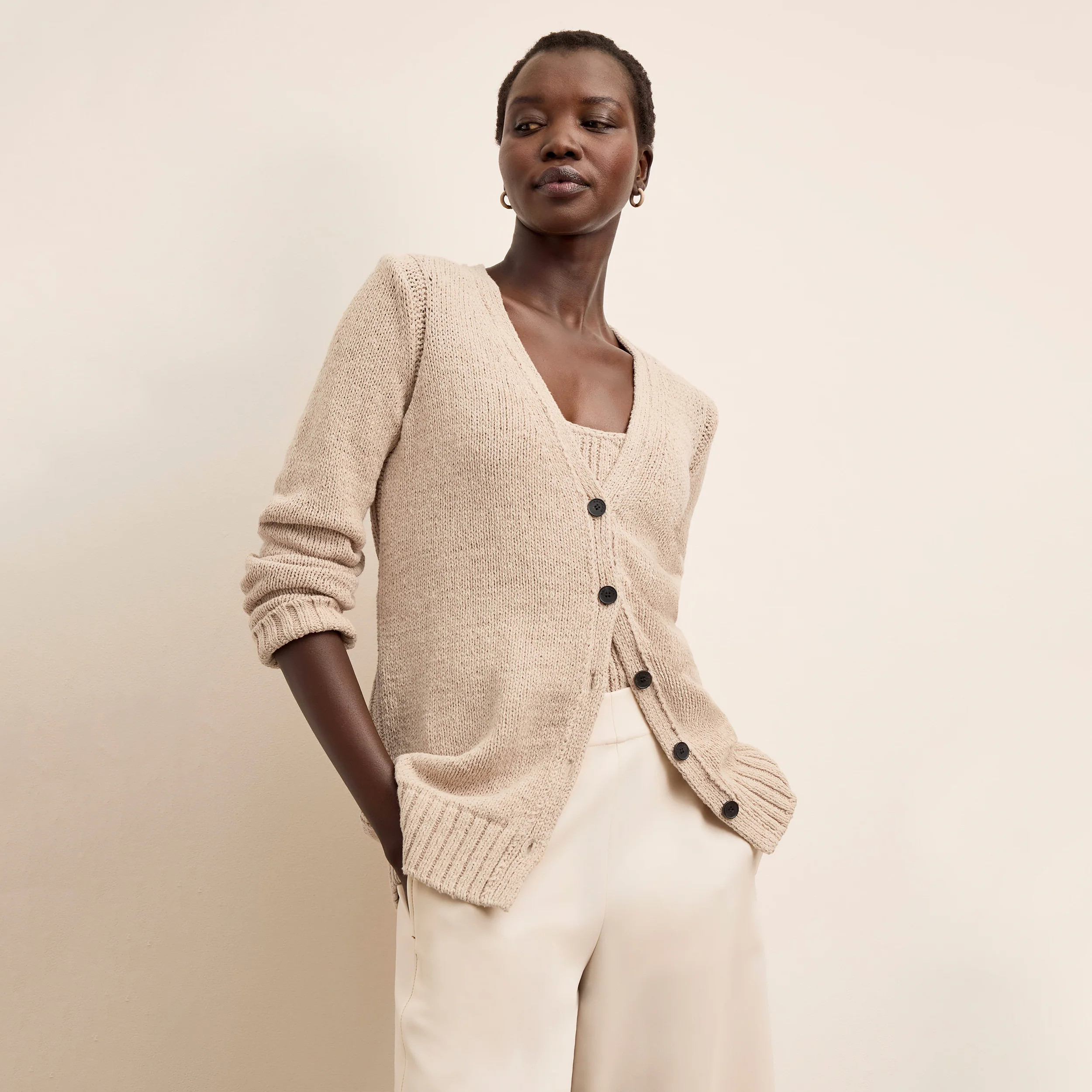 Tali Breeze Cardigan - Tape Yarn  :: Tan | MM LaFleur