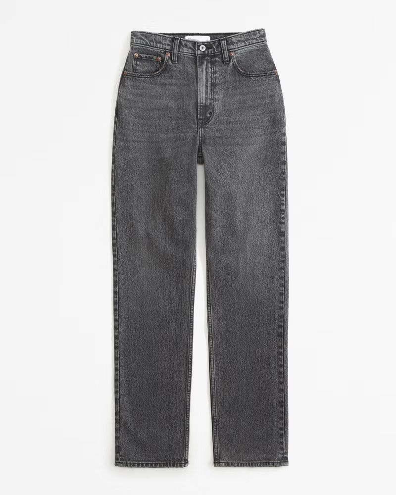 Abercrombie & Fitch Women's Ultra High Rise 90s Straight Jean in Black - Size 34 SHORT | Abercrombie & Fitch (US)