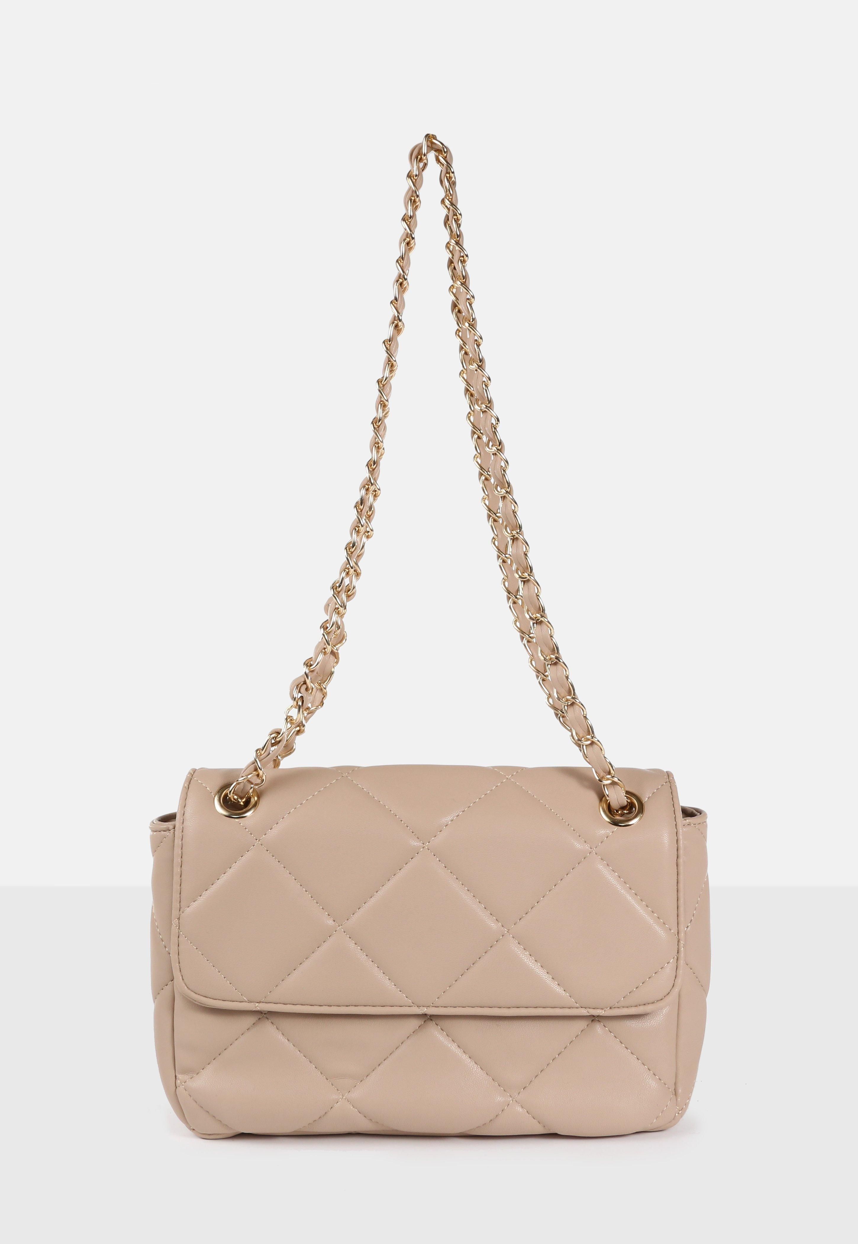 Camel Quilted Chain Strap Bag | Missguided (US & CA)