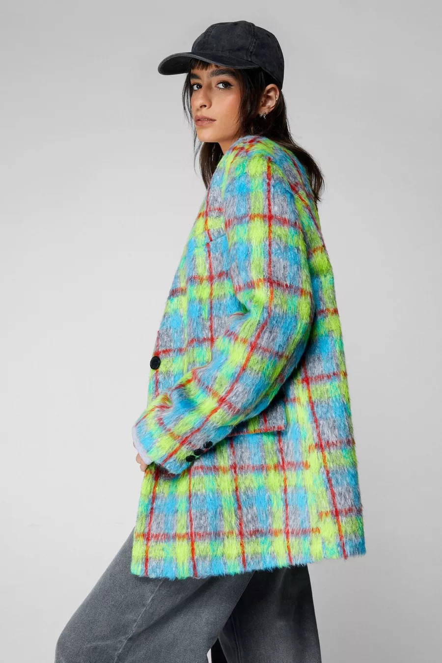 Premium Neon Plaid Tailored Blazer Coat | Nasty Gal US