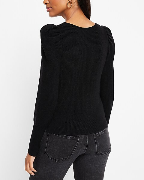 V-Neck Puff Sleeve Sweater | Express