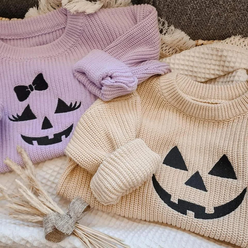 Halloween Jack O'lantern Sweaters Toddler Halloween Sweaters Custom Knitted Sweater Cute Hallowee... | Etsy (US)