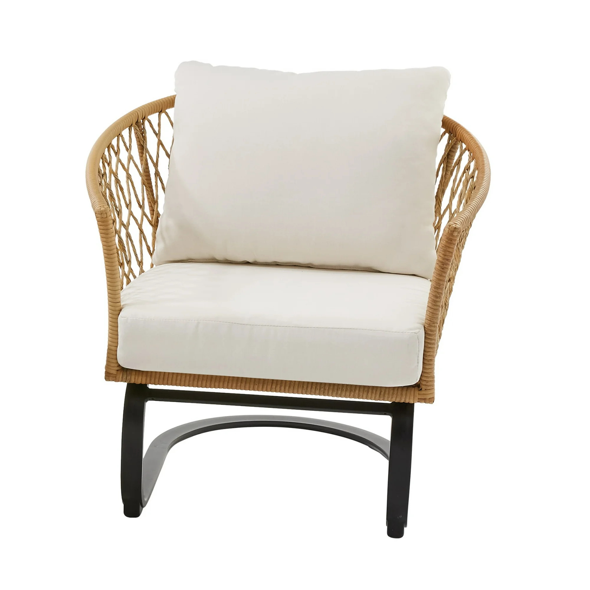 Better Homes & Gardens Ventura 3-Piece White Outdoor Boho Wicker Chat Set, Wicker Frame | Walmart (US)