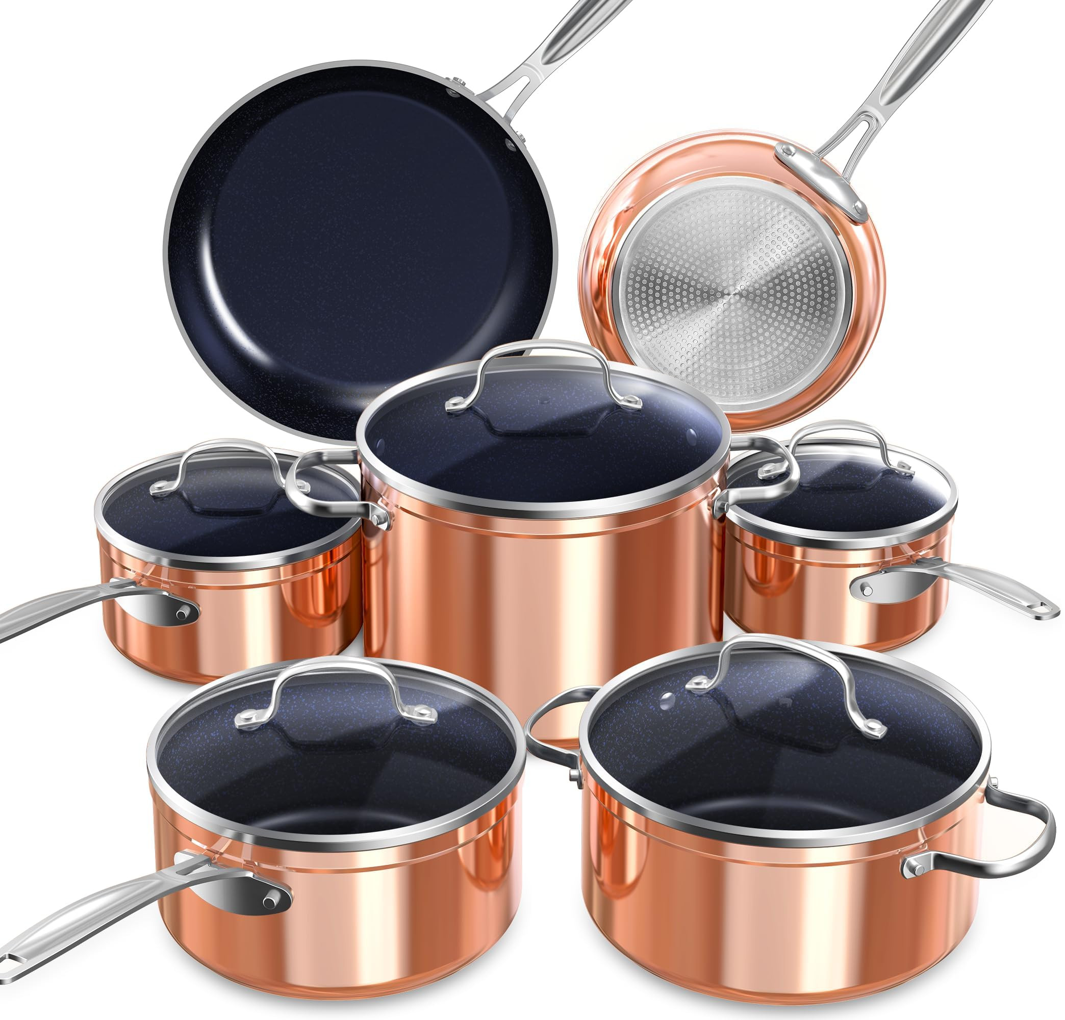 Nuwave Healthy Duralon Blue Ceramic Nonstick Cookware Set, Diamond Infused Scratch-Resistant, PFA... | Amazon (US)